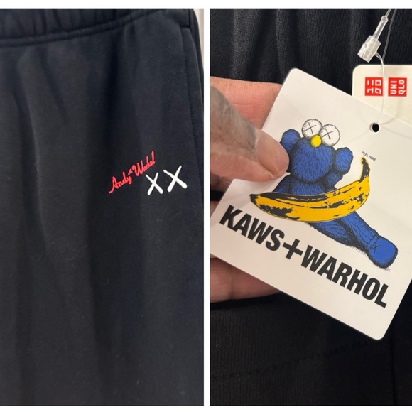 NWT Uniqlo Black KAWS + Warhol Sweatpants